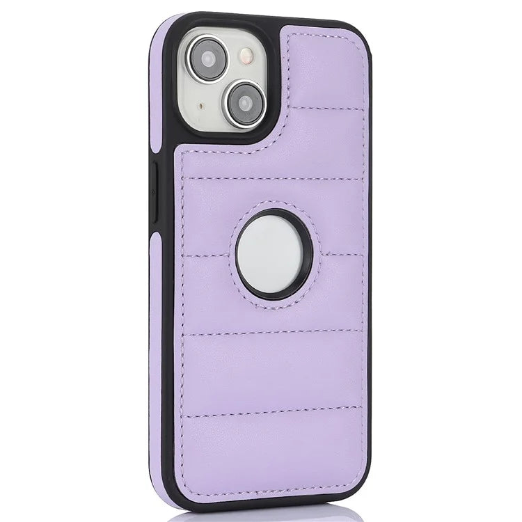For iPhone 14 Cell Phone Case Logo Window PU Leather+TPU Shockproof Cover