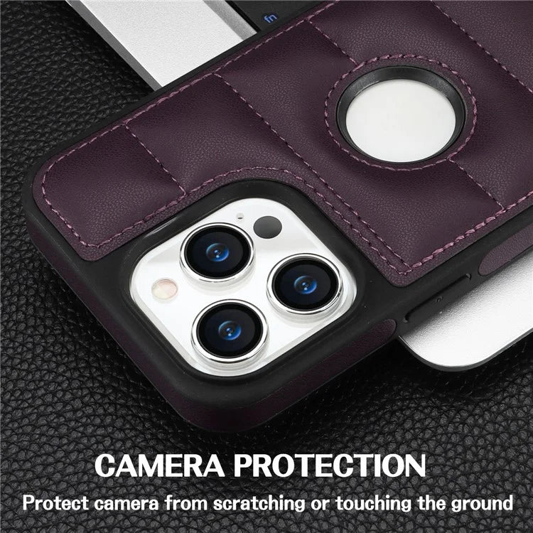 For iPhone 13 Pro 6.1 inch Cell Phone Case Logo Window PU Leather+TPU Back Cover