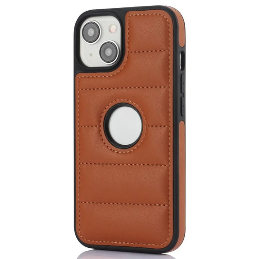 For iPhone 13 Cover Logo View Drop Protection Leather Coated TPU Cell Phone Case