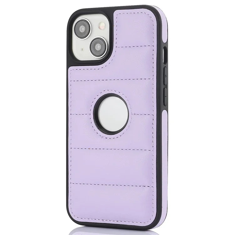 For iPhone 14 Plus Cell Phone Case PU Leather+TPU Logo Window Back Cover