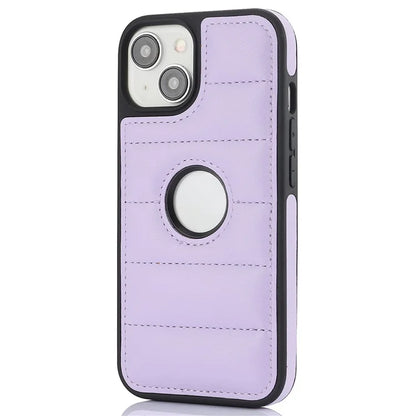 For iPhone 14 Plus Cell Phone Case PU Leather+TPU Logo Window Back Cover