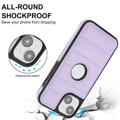 For iPhone 14 Plus Cell Phone Case PU Leather+TPU Logo Window Back Cover