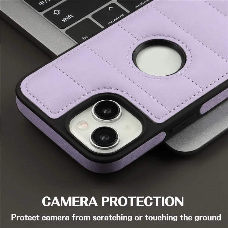 For iPhone 14 Plus Cell Phone Case PU Leather+TPU Logo Window Back Cover