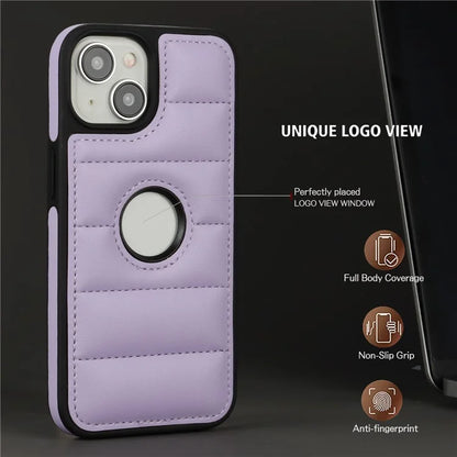 For iPhone 14 Plus Cell Phone Case PU Leather+TPU Logo Window Back Cover