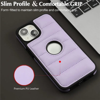 For iPhone 14 Plus Cell Phone Case PU Leather+TPU Logo Window Back Cover