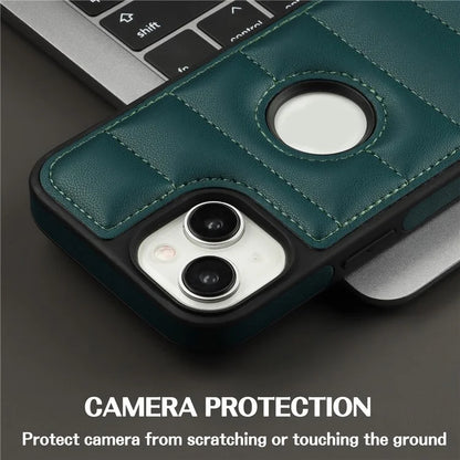 For iPhone 14 Plus Cell Phone Case PU Leather+TPU Logo Window Back Cover