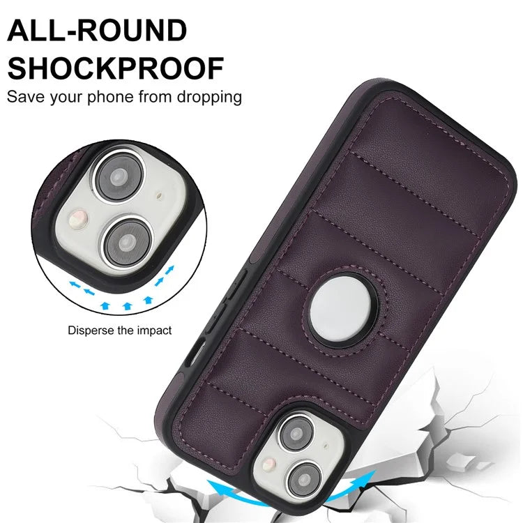 For iPhone 14 Plus Cell Phone Case PU Leather+TPU Logo Window Back Cover