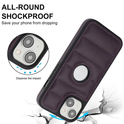 For iPhone 14 Plus Cell Phone Case PU Leather+TPU Logo Window Back Cover