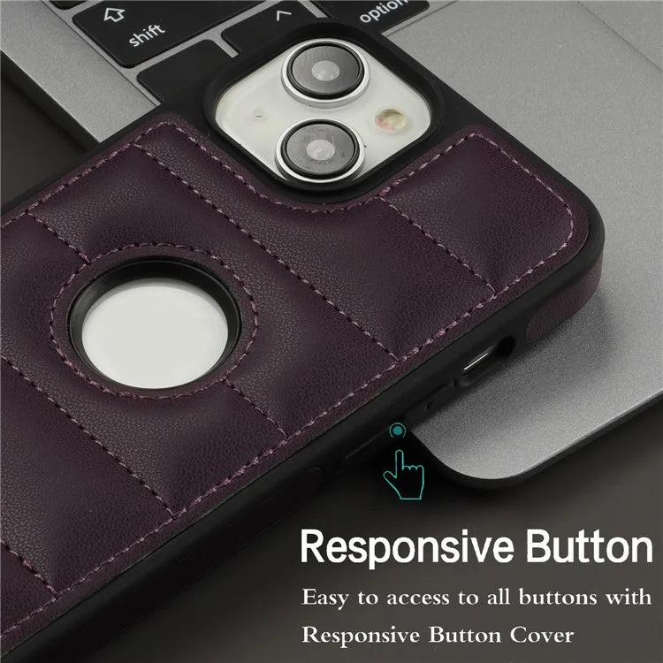 For iPhone 14 Plus Cell Phone Case PU Leather+TPU Logo Window Back Cover