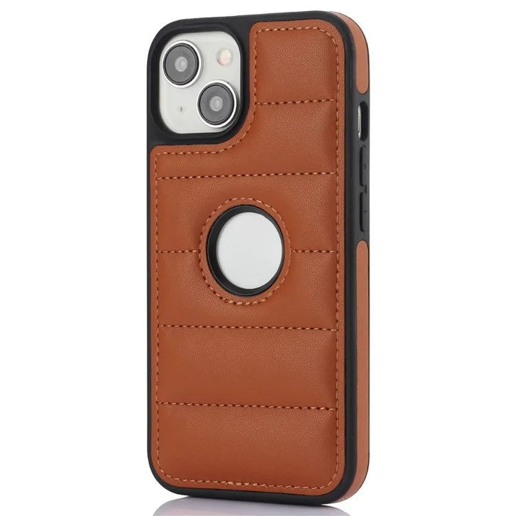 For iPhone 14 Plus Cell Phone Case PU Leather+TPU Logo Window Back Cover