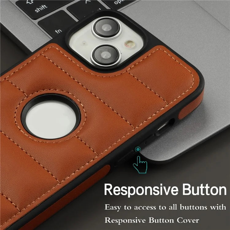 For iPhone 14 Plus Cell Phone Case PU Leather+TPU Logo Window Back Cover