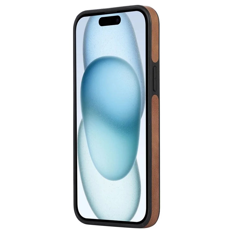 For iPhone 15 Case Splicing PU Leather+TPU Shockproof Protective Back Cover