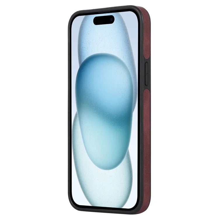 For iPhone 15 Case Splicing PU Leather+TPU Shockproof Protective Back Cover