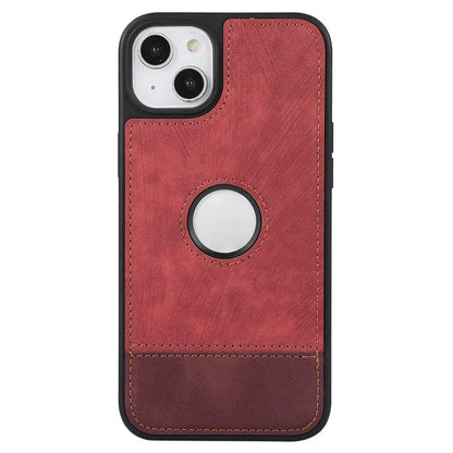 For iPhone 14 Plus Cell Phone Case Splicing Anti-scratch Leather Shell with Logo View Window