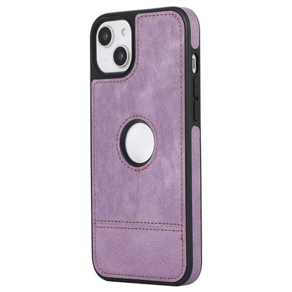 For iPhone 14 Case Splicing PU Leather+TPU Phone Shell with Logo View Window