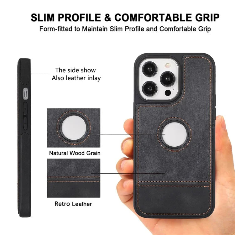 For iPhone 15 Pro Case Slim-Fit PU Leather+TPU Splicing Design Phone Protector