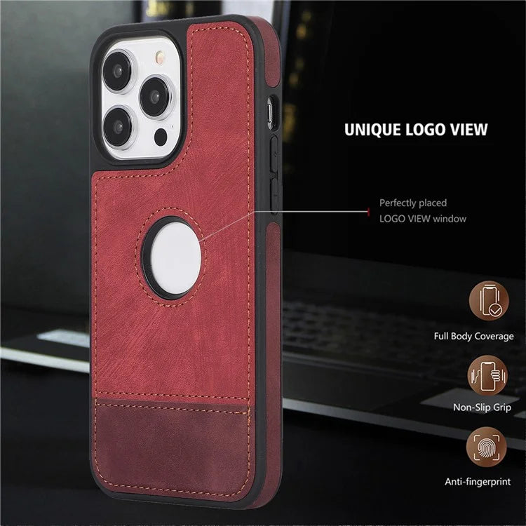 For iPhone 15 Pro Case Slim-Fit PU Leather+TPU Splicing Design Phone Protector