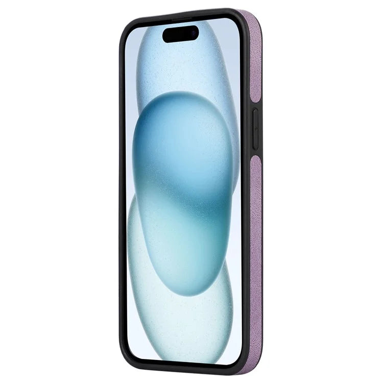 For iPhone 15 Plus Cell Phone Case Scratch-proof PU Leather Coated TPU Protective Shell