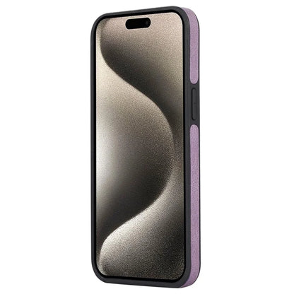 For iPhone 15 Pro Max Case Drop-resistant PU Leather Coated TPU Logo View Mobile Phone Shell