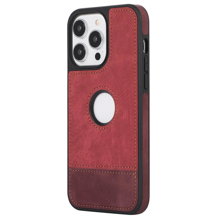 For iPhone 15 Pro Max Case Drop-resistant PU Leather Coated TPU Logo View Mobile Phone Shell