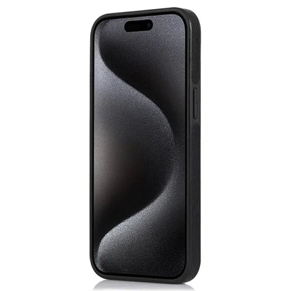For iPhone 15 Pro Phone Case Solid Color PU Leather Coated TPU Logo View Shell