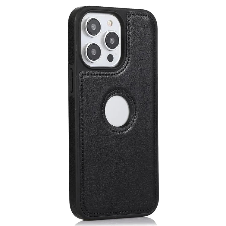 For iPhone 15 Pro Phone Case Solid Color PU Leather Coated TPU Logo View Shell