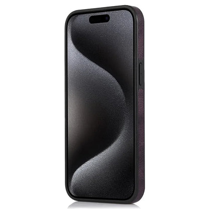 For iPhone 15 Pro Phone Case Solid Color PU Leather Coated TPU Logo View Shell