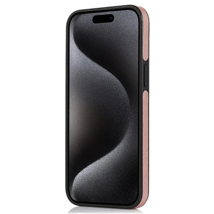 For iPhone 15 Pro Phone Case Solid Color PU Leather Coated TPU Logo View Shell