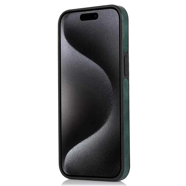 For iPhone 15 Pro Phone Case Solid Color PU Leather Coated TPU Logo View Shell