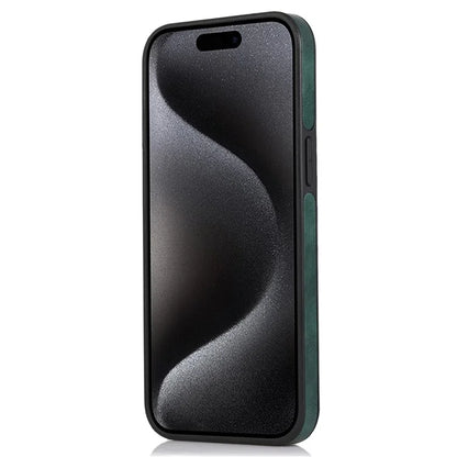 For iPhone 15 Pro Phone Case Solid Color PU Leather Coated TPU Logo View Shell