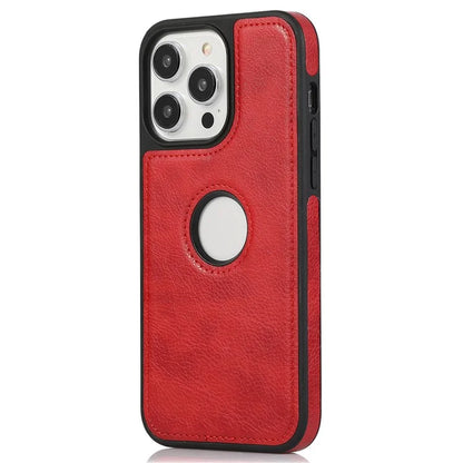 For iPhone 15 Pro Phone Case Solid Color PU Leather Coated TPU Logo View Shell