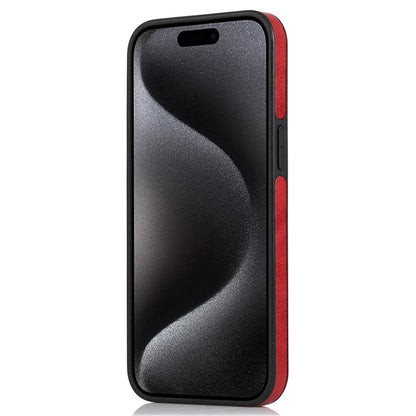 For iPhone 15 Pro Phone Case Solid Color PU Leather Coated TPU Logo View Shell