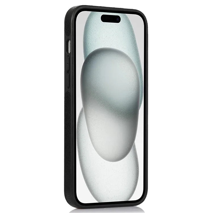 For iPhone 15 Plus Case Scratch-resistant PU Leather+TPU Solid Color Mobile Phone Cover