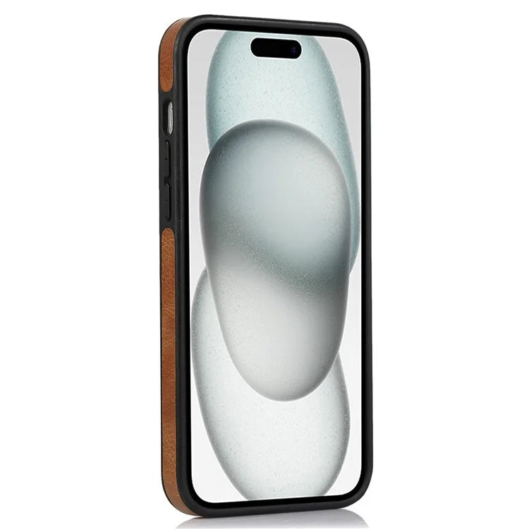 For iPhone 15 Plus Case Scratch-resistant PU Leather+TPU Solid Color Mobile Phone Cover