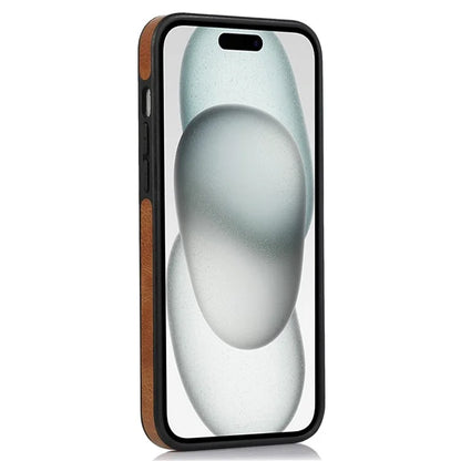 For iPhone 15 Plus Case Scratch-resistant PU Leather+TPU Solid Color Mobile Phone Cover
