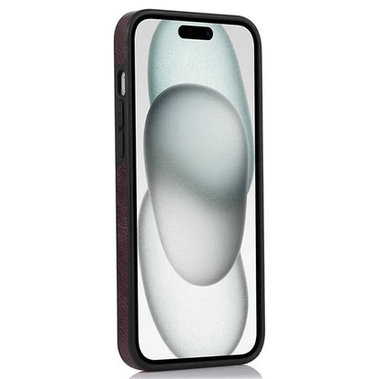 For iPhone 15 Plus Case Scratch-resistant PU Leather+TPU Solid Color Mobile Phone Cover