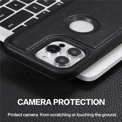 For iPhone 13 Pro Max 6.7 inch Case PU Leather Solid Color Drop-resistant Phone Back Cover