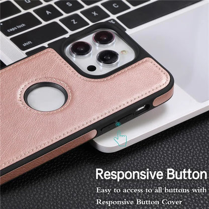 For iPhone 13 Pro Max 6.7 inch Case PU Leather Solid Color Drop-resistant Phone Back Cover