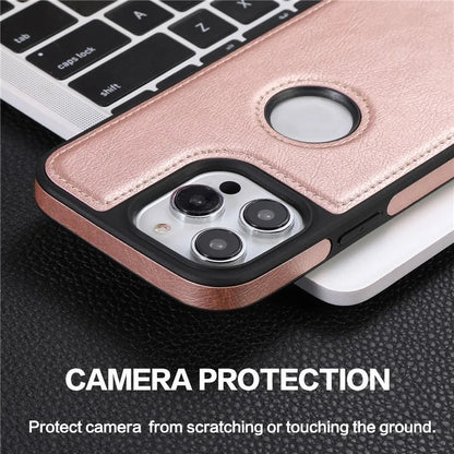 For iPhone 13 Pro Max 6.7 inch Case PU Leather Solid Color Drop-resistant Phone Back Cover