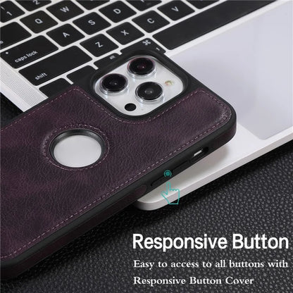 Leather Cell Phone Case for iPhone 14 Pro Shell Logo View Scratch-proof Protective Cover