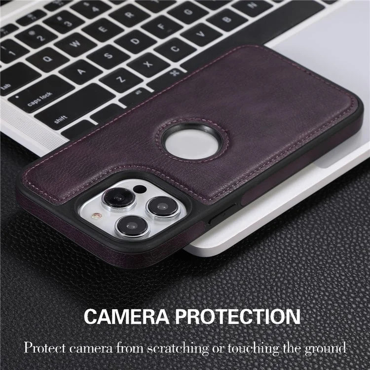 Leather Cell Phone Case for iPhone 14 Pro Shell Logo View Scratch-proof Protective Cover