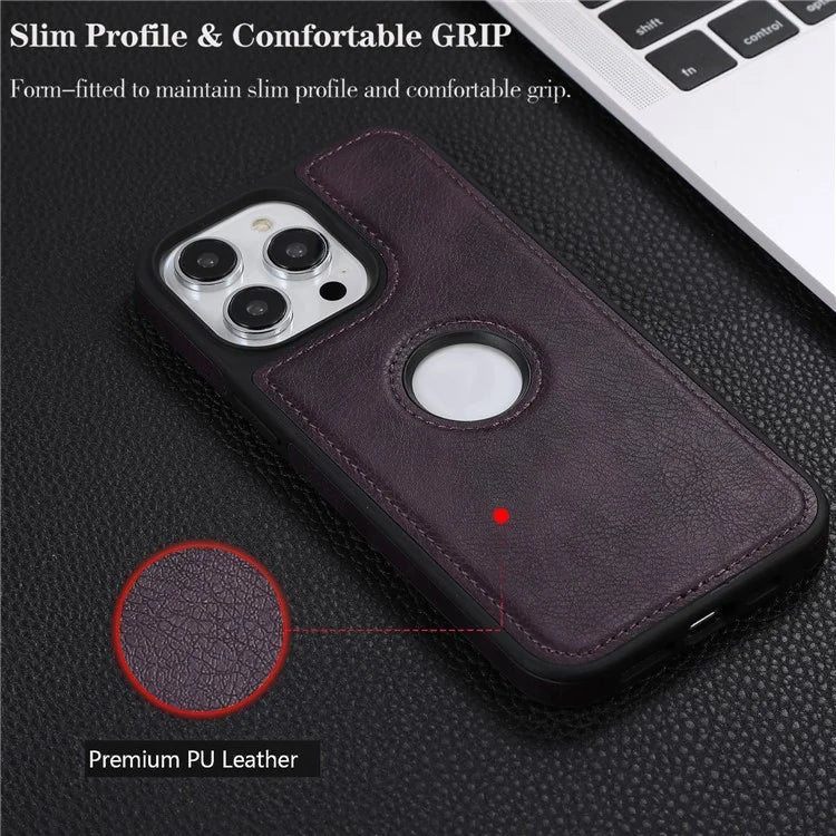 Leather Cell Phone Case for iPhone 14 Pro Shell Logo View Scratch-proof Protective Cover