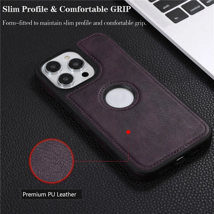 Leather Cell Phone Case for iPhone 14 Pro Shell Logo View Scratch-proof Protective Cover