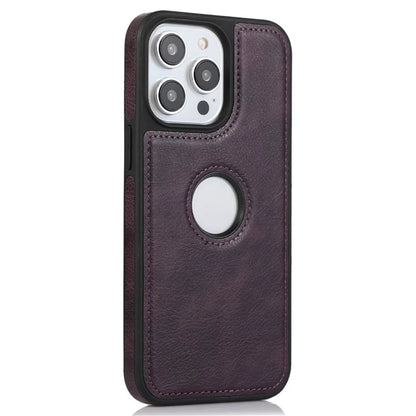 Leather Cell Phone Case for iPhone 14 Pro Shell Logo View Scratch-proof Protective Cover