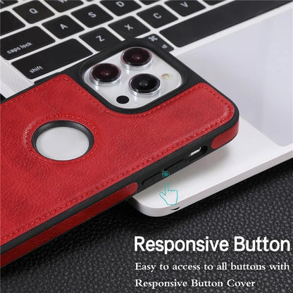 Leather Cell Phone Case for iPhone 14 Pro Shell Logo View Scratch-proof Protective Cover