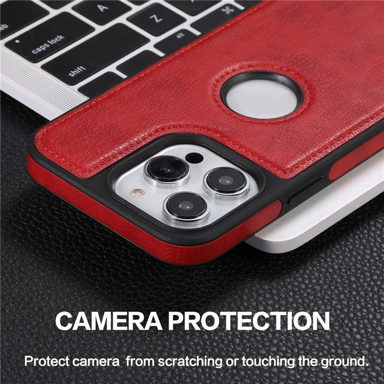 Leather Cell Phone Case for iPhone 14 Pro Shell Logo View Scratch-proof Protective Cover