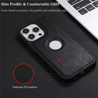 Leather Cell Phone Case for iPhone 14 Pro Shell Logo View Scratch-proof Protective Cover