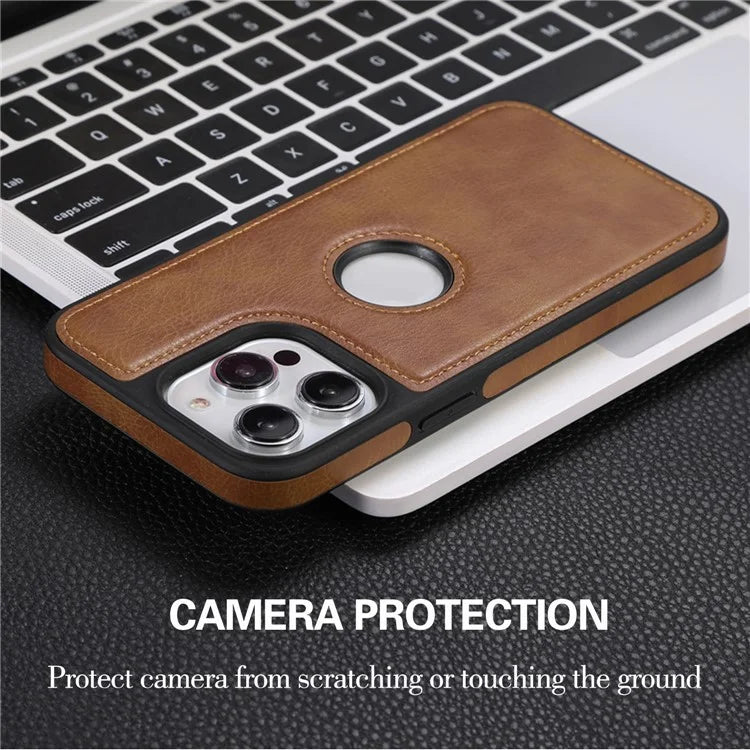 Leather Cell Phone Case for iPhone 14 Pro Shell Logo View Scratch-proof Protective Cover