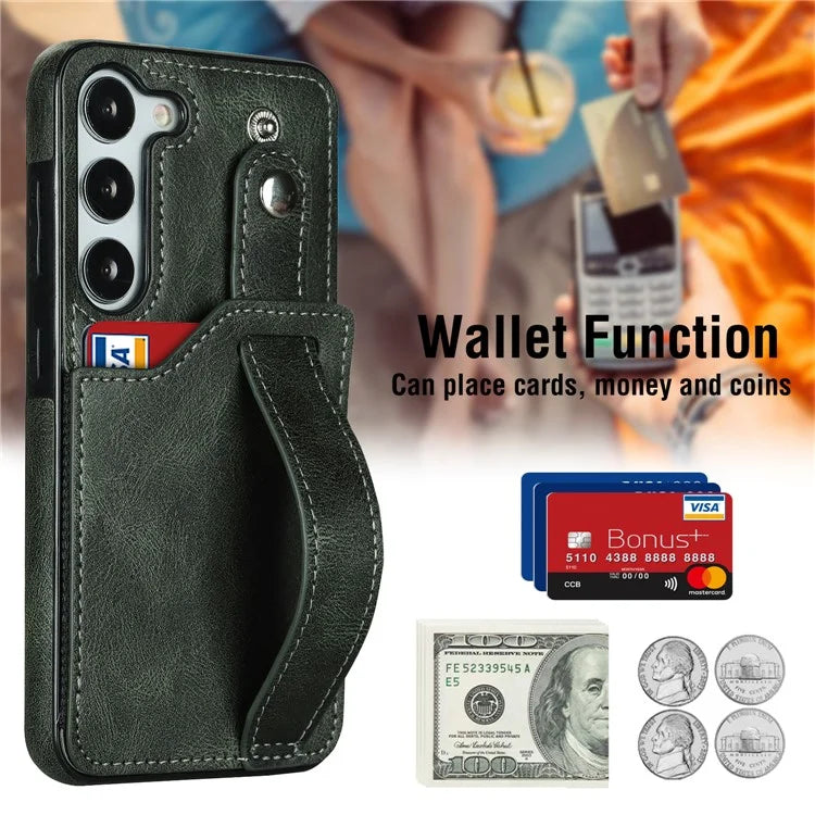 For Samsung Galaxy S23 FE Case Anti-scratch RFID Blocking Wristband Kickstand Phone Cover