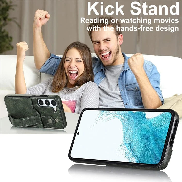 For Samsung Galaxy S23 FE Case Anti-scratch RFID Blocking Wristband Kickstand Phone Cover